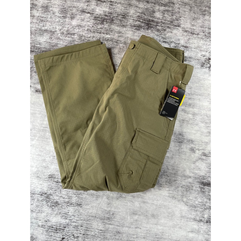 Under Armour Storm Tactical Cargo Pants Womens 12 Green Water Resistant Loose